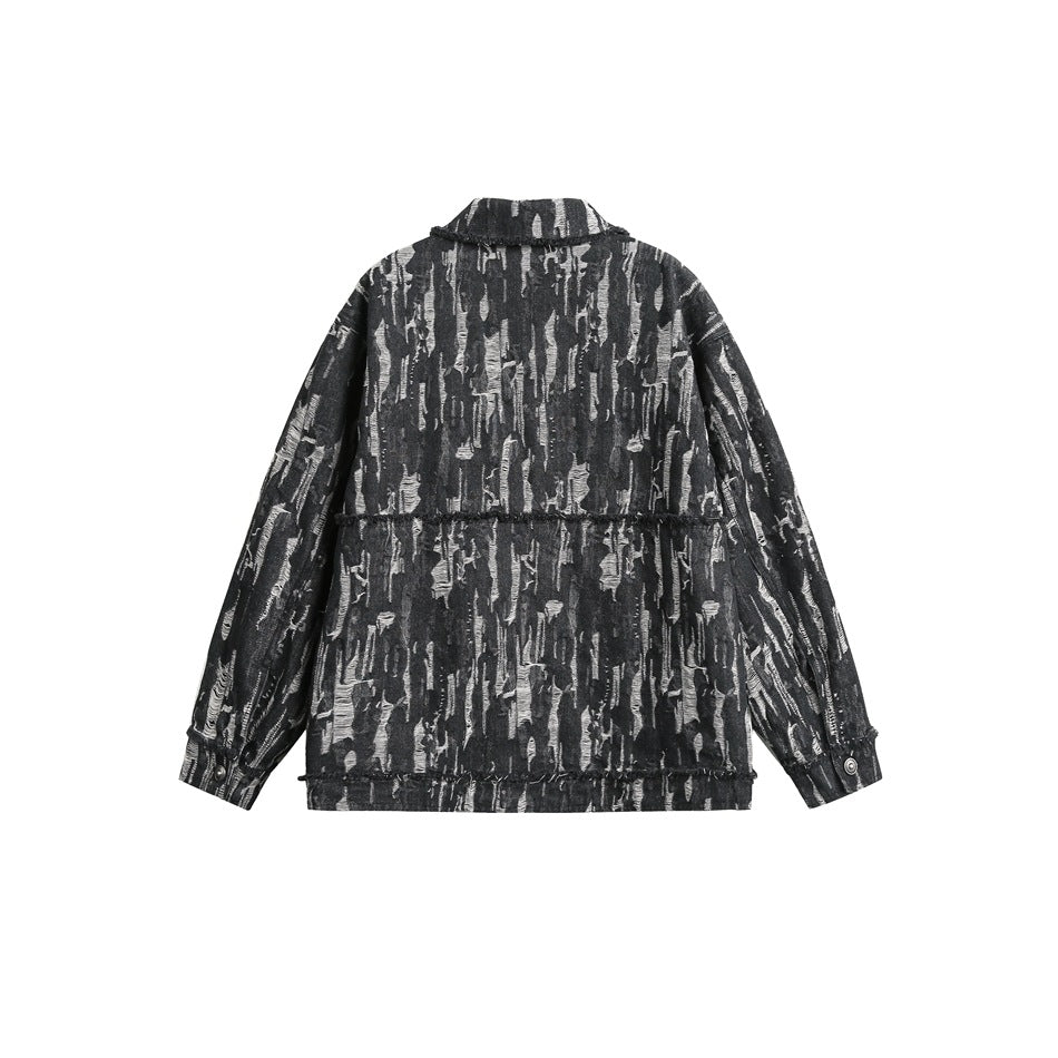 Unique Distressed Denim Chambray Jacket on Sale - Men's and Women's Long Sleeve with Toggle Closure - Seakoff