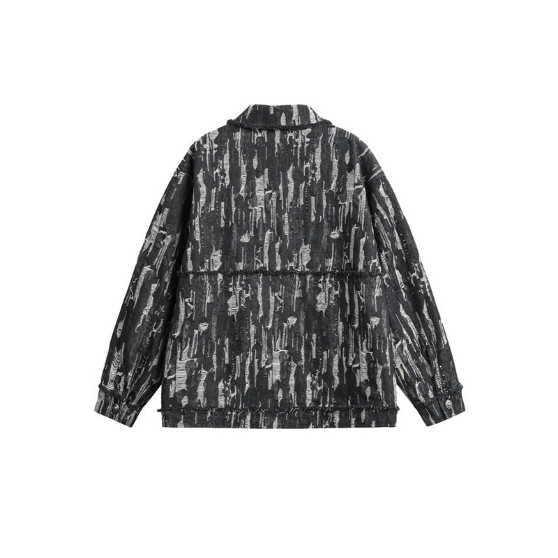 Unique Distressed Denim Chambray Jacket on Sale - Men's and Women's Long Sleeve with Toggle Closure - Seakoff