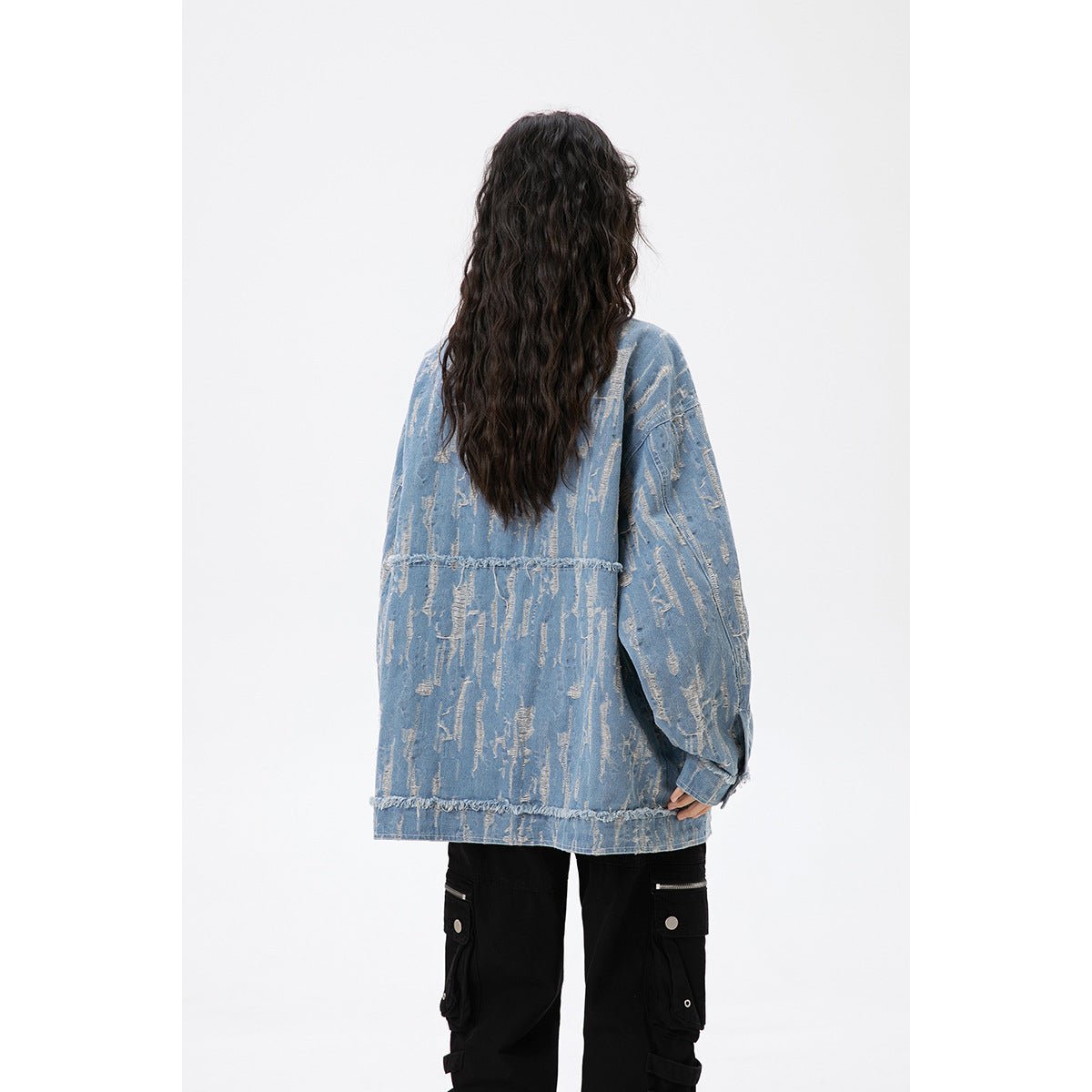 Unique Distressed Denim Chambray Jacket on Sale - Men's and Women's Long Sleeve with Toggle Closure - Seakoff