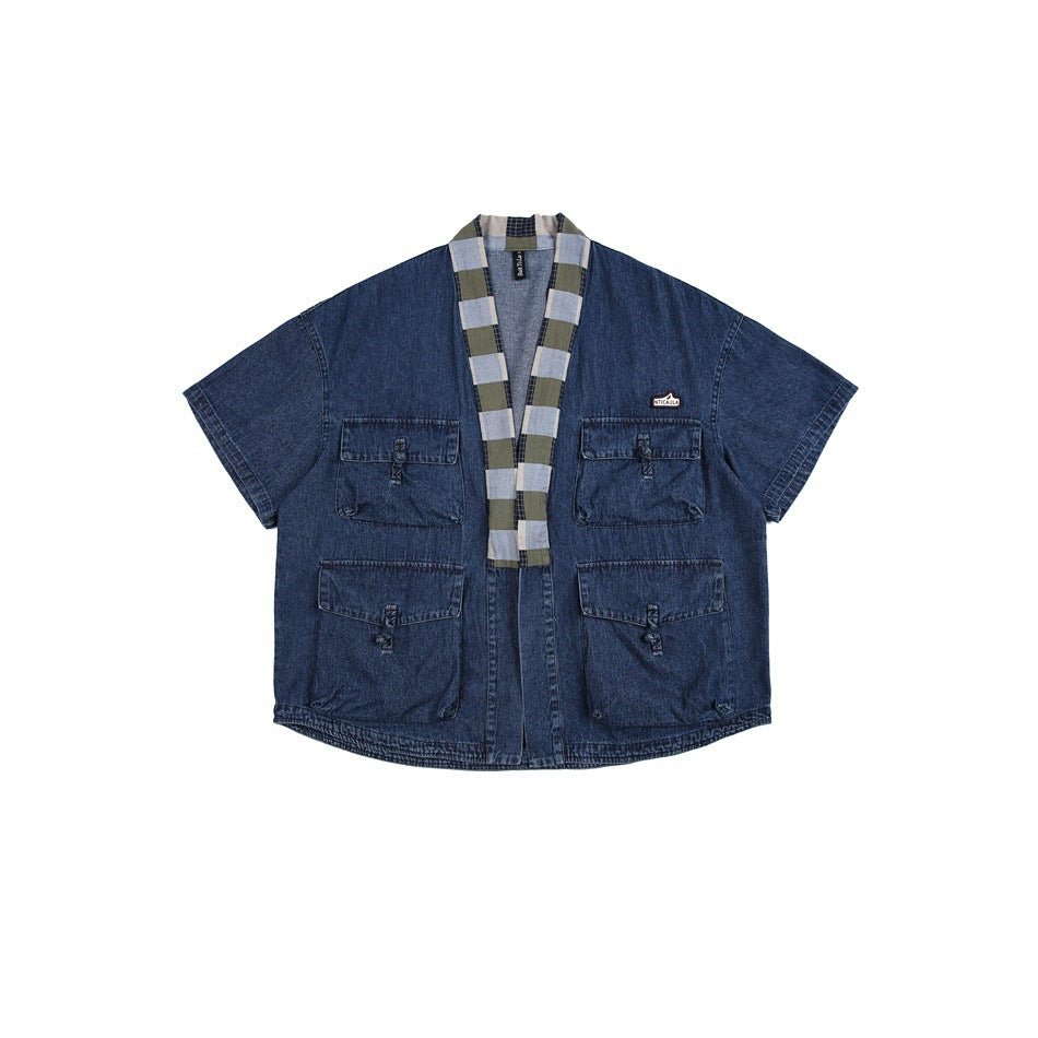 Unique Multi - Pocket Denim Chambray Shirt on Sale - Men&