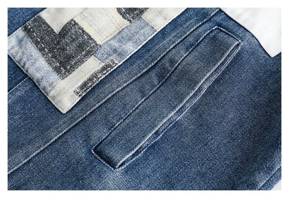 Unique Patchwork Denim Chambray Jacket on Sale - Men&