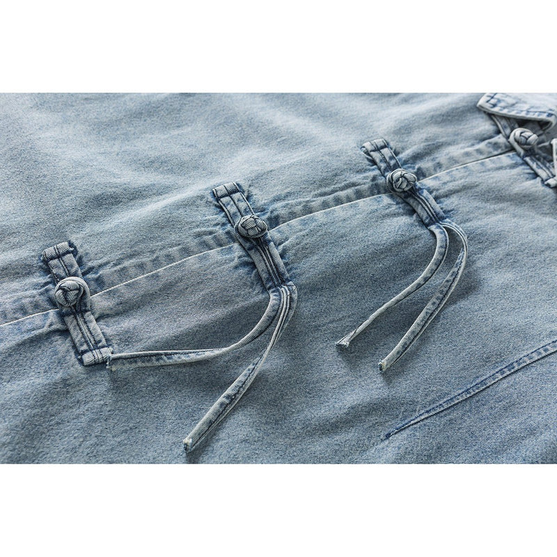 Unique Toggle Denim Chambray Shirt on Sale - Men's and Women's Short Sleeve Vintage Style - Seakoff