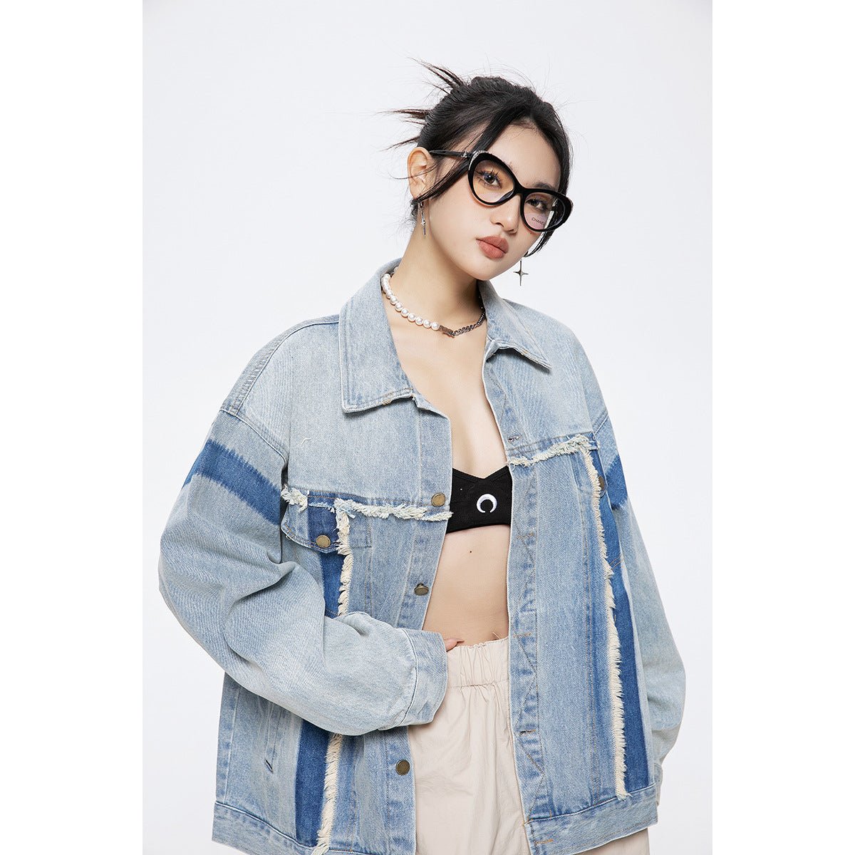 Unique Vintage Denim Chambray Jacket on Sale - Men's and Women's Distressed Short Sleeve - Seakoff
