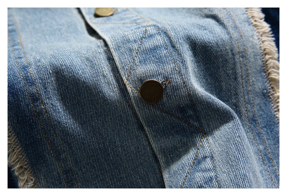Unique Vintage Denim Chambray Jacket on Sale - Men's and Women's Distressed Short Sleeve - Seakoff