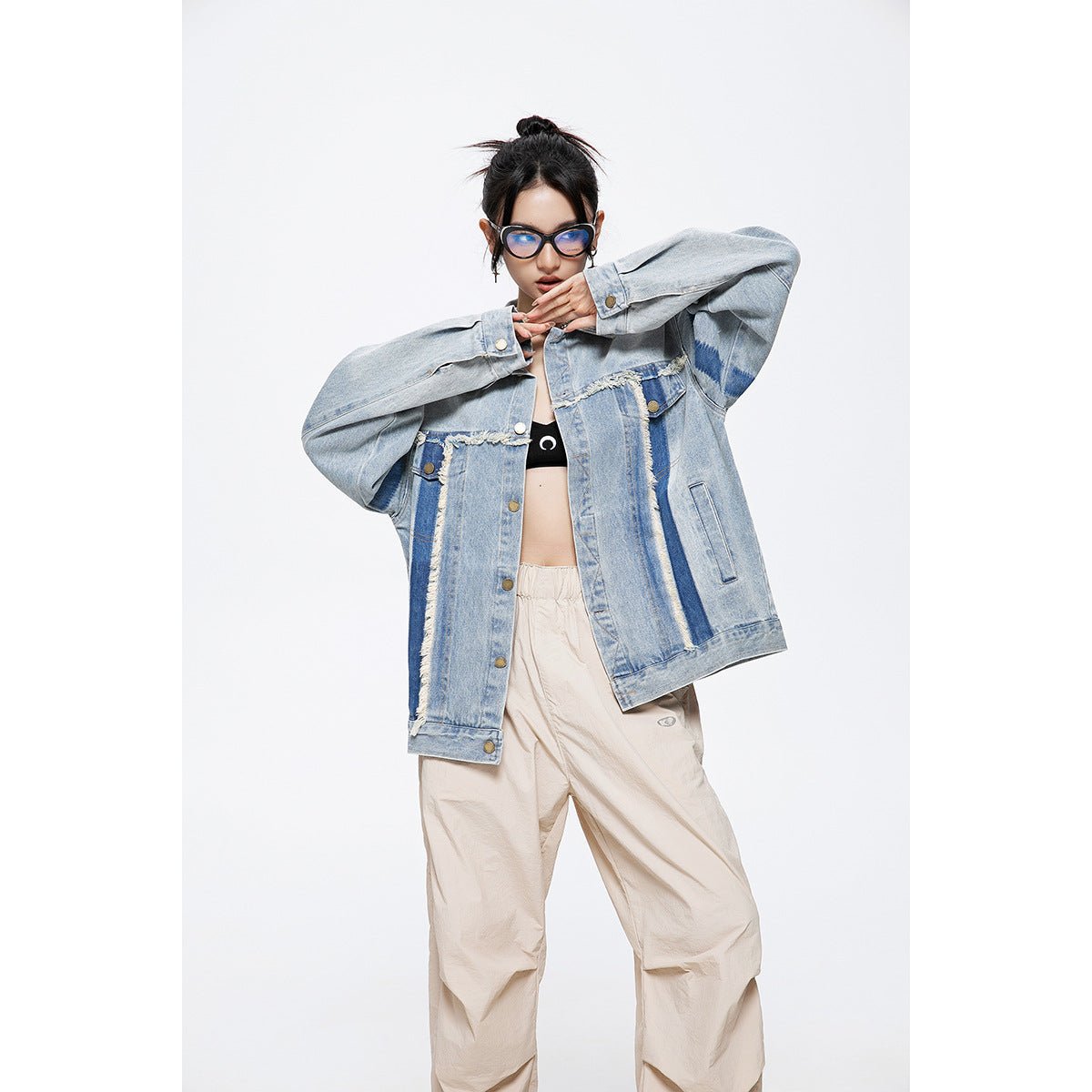 Unique Vintage Denim Chambray Jacket on Sale - Men's and Women's Distressed Short Sleeve - Seakoff