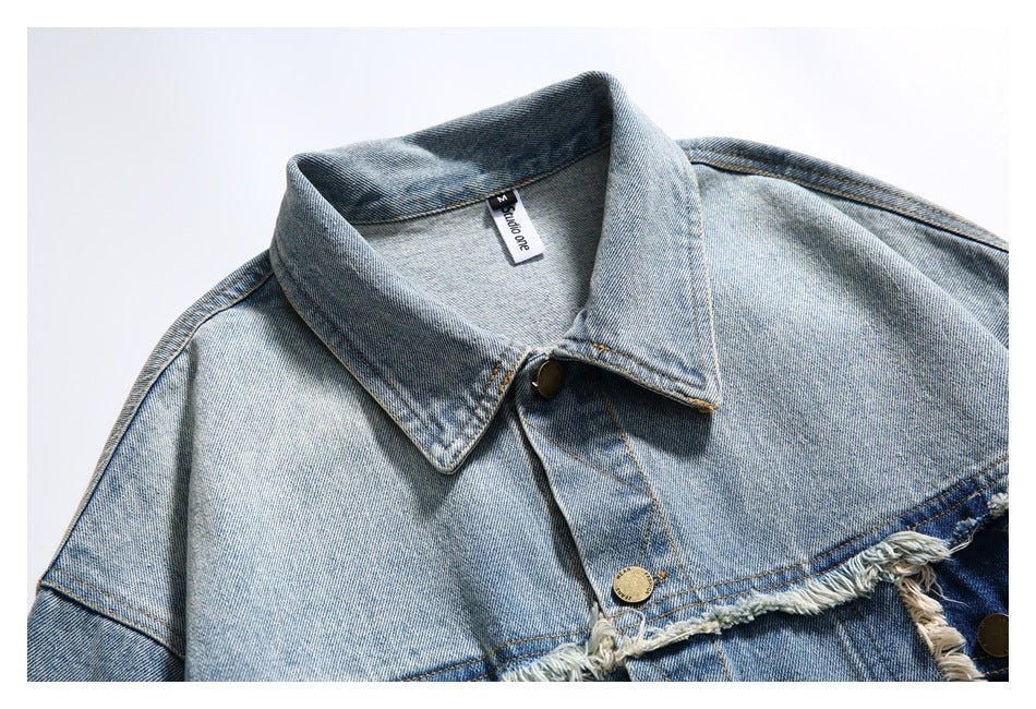 Unique Vintage Denim Chambray Jacket on Sale - Men's and Women's Distressed Short Sleeve - Seakoff