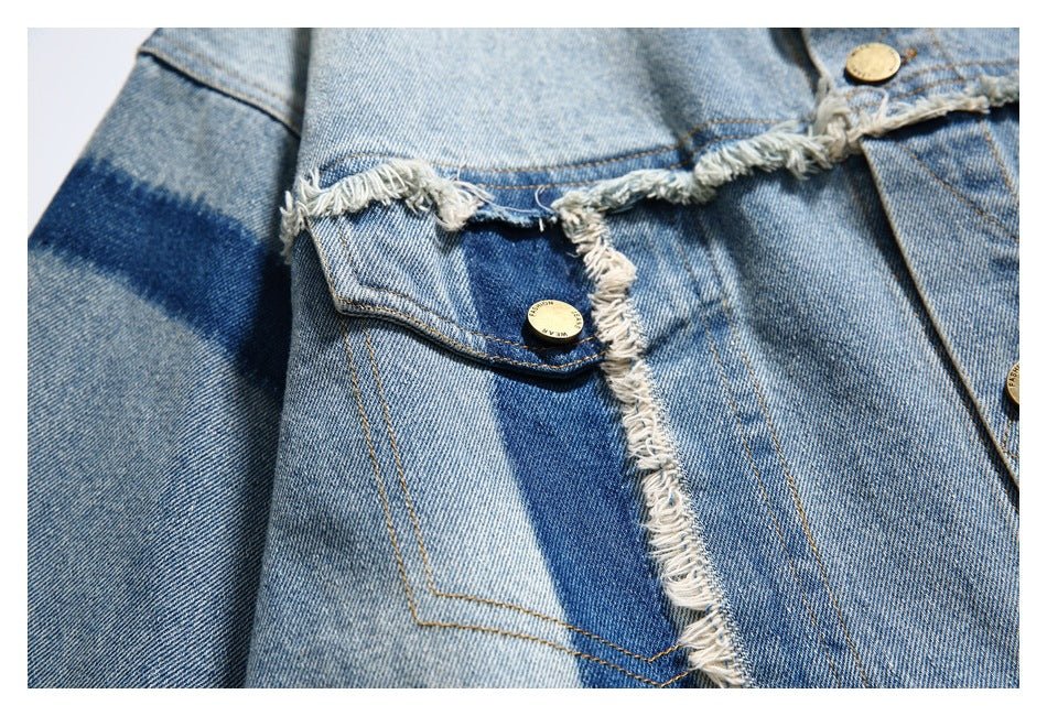 Unique Vintage Denim Chambray Jacket on Sale - Men's and Women's Distressed Short Sleeve - Seakoff