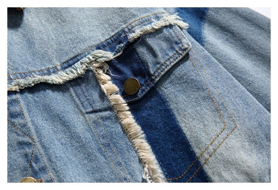 Unique Vintage Denim Chambray Jacket on Sale - Men's and Women's Distressed Short Sleeve - Seakoff