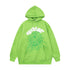 Vibrant Green Sp5der Hoodie - Trendy Web Print Hooded Sweatshirt - Seakoff
