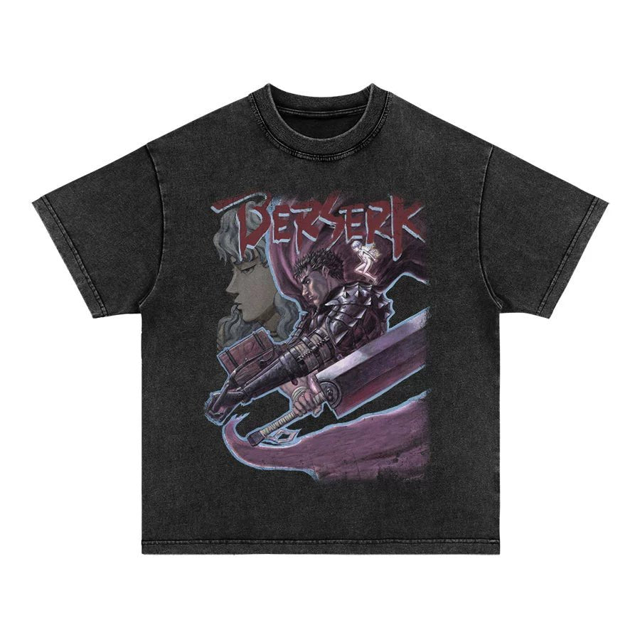 Vintage Berserk Anime Graphic Tee - Guts and Griffith Dual Design | Premium Quality Shirt - Seakoff