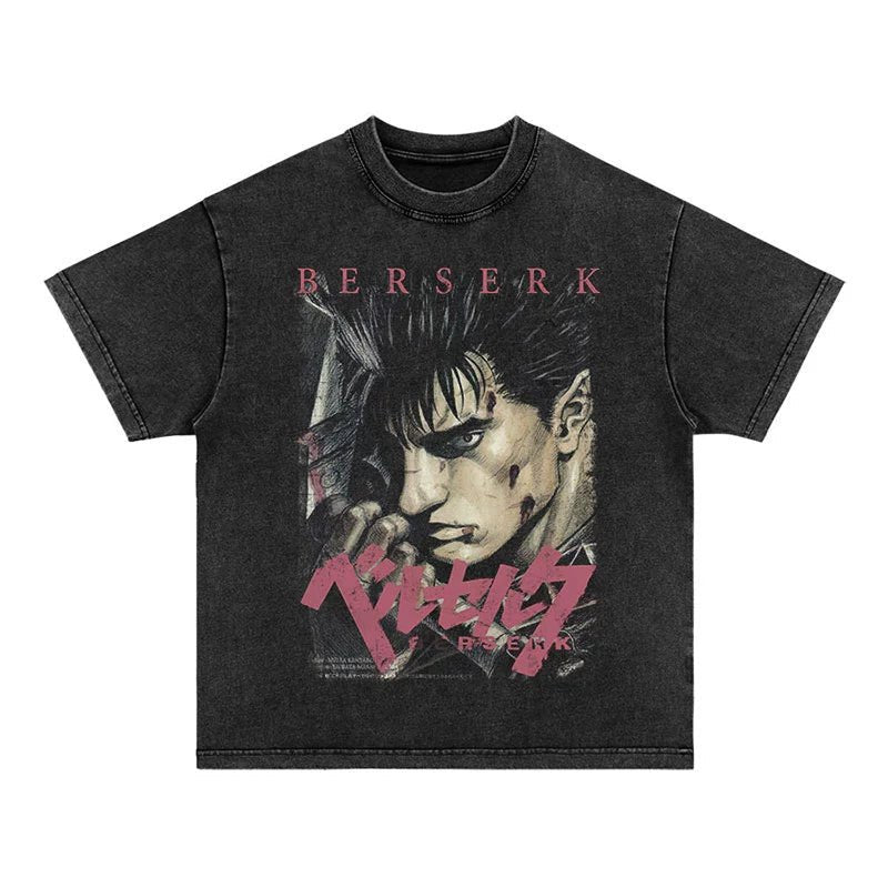 Vintage Berserk Anime Graphic Tee - Guts Warrior Design | Premium Quality Shirt - Seakoff