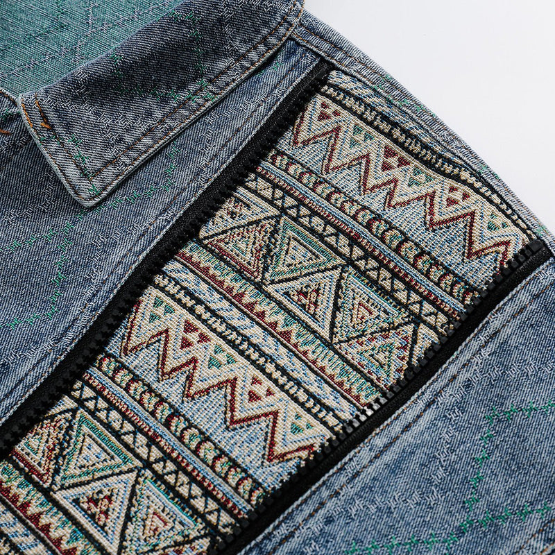 Vintage Denim Chambray Jacket on Sale - Men's and Women's Patterned Short Sleeve - Seakoff