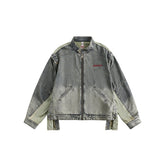 Vintage Distressed Denim Bomber Jacket on Sale - Men&