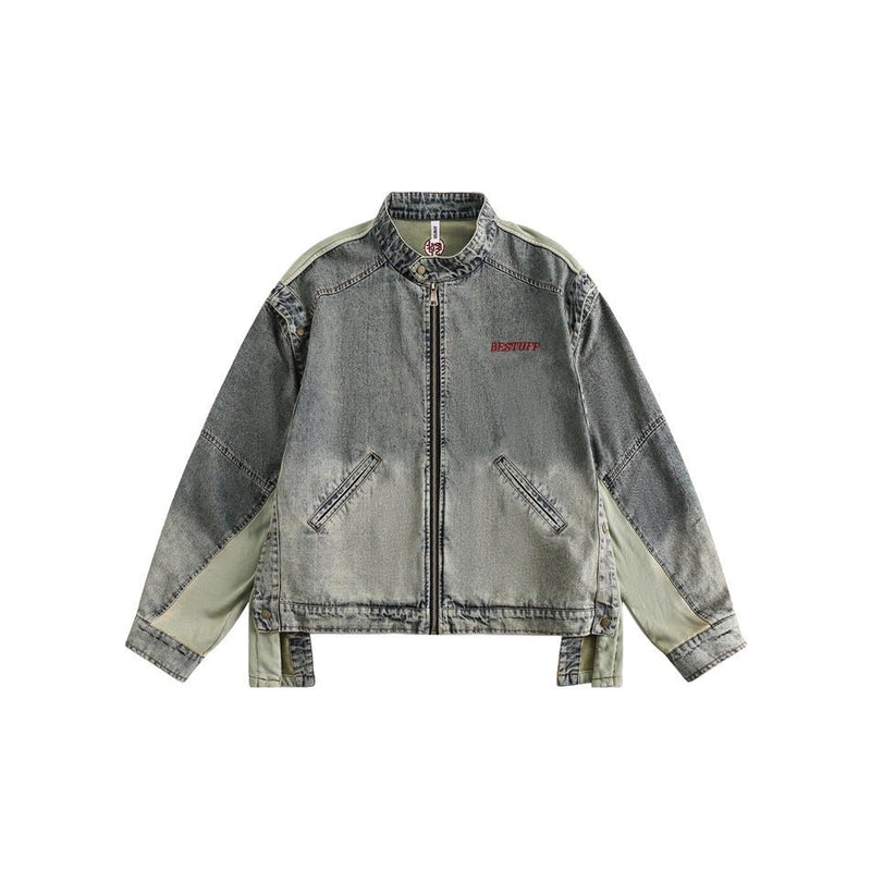 Vintage Distressed Denim Bomber Jacket on Sale - Men's and Women's Long Sleeve - Seakoff