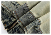 Vintage Distressed Denim Bomber Jacket on Sale - Men&