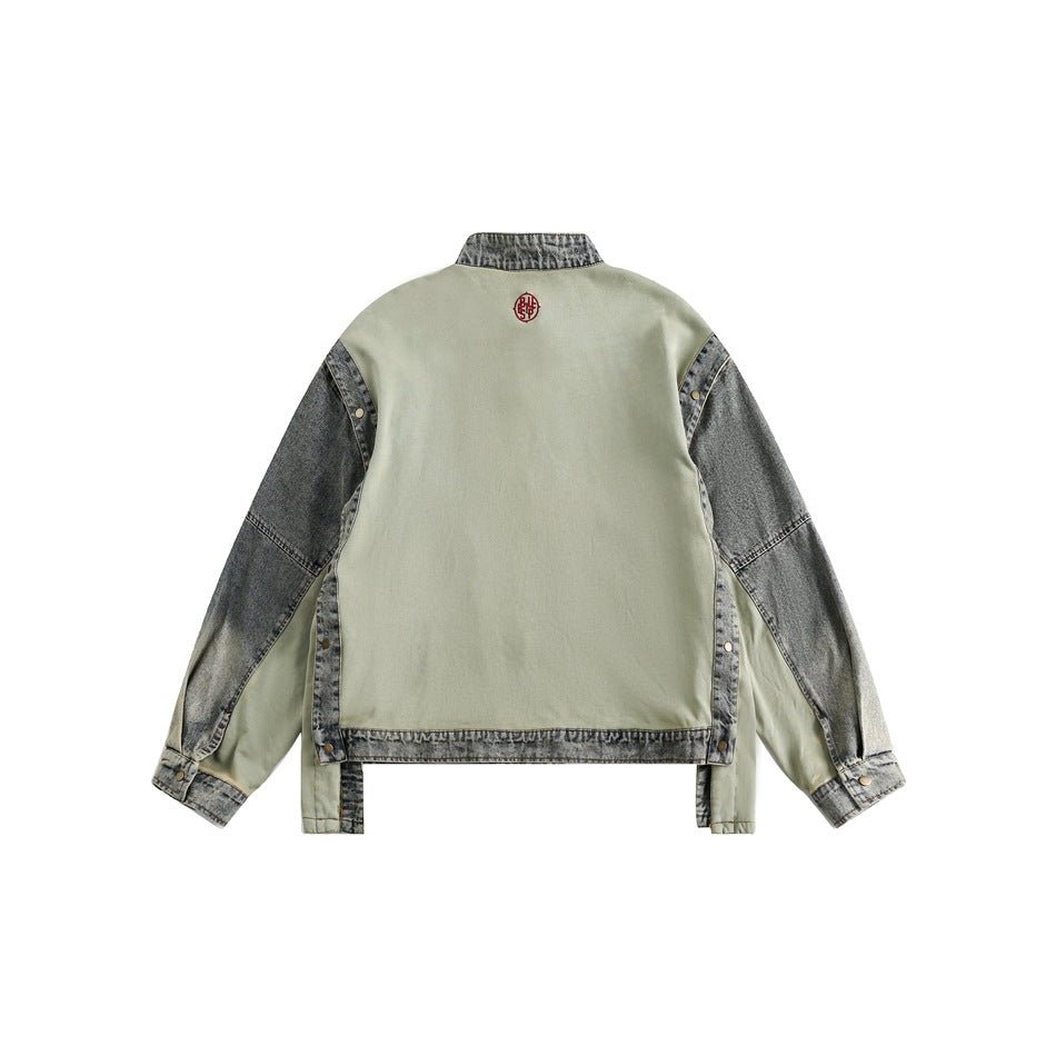 Vintage Distressed Denim Bomber Jacket on Sale - Men's and Women's Long Sleeve - Seakoff