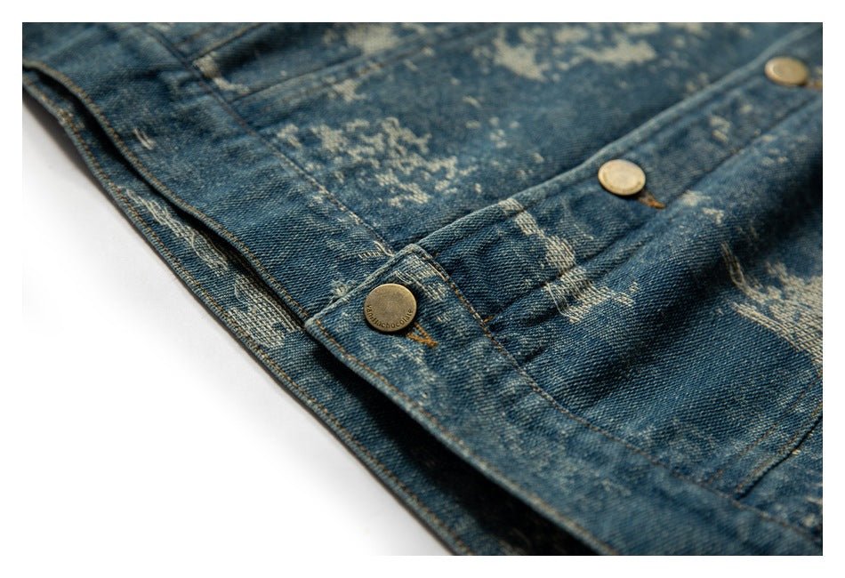 Vintage Distressed Denim Jacket on Sale - Men's and Women's Long Sleeve Classic Style - Seakoff