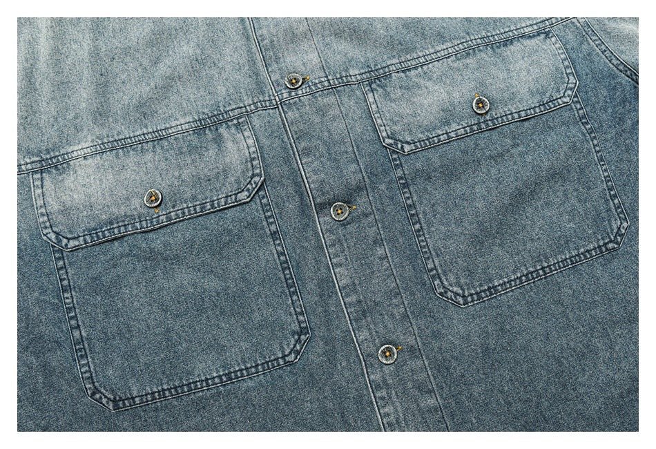 Vintage Washed Denim Chambray Shirt on Sale - Men's and Women's Short Sleeve Classic Style - Seakoff
