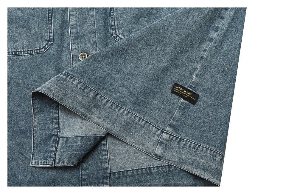 Vintage Washed Denim Chambray Shirt on Sale - Men's and Women's Short Sleeve Classic Style - Seakoff