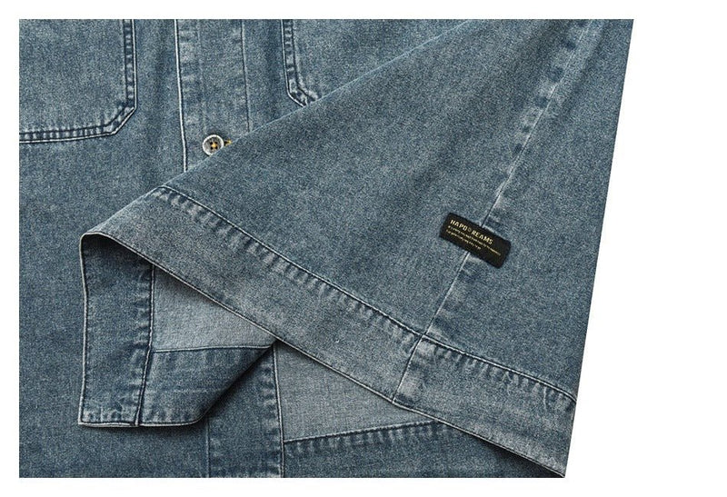 Vintage Washed Denim Chambray Shirt on Sale - Men's and Women's Short Sleeve Classic Style - Seakoff