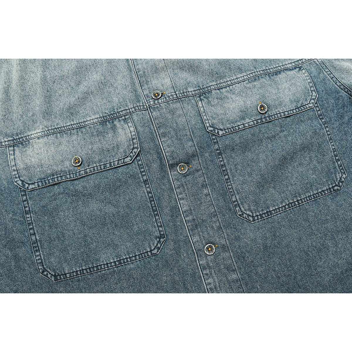 Vintage Washed Denim Chambray Shirt on Sale - Men's and Women's Short Sleeve Classic Style - Seakoff