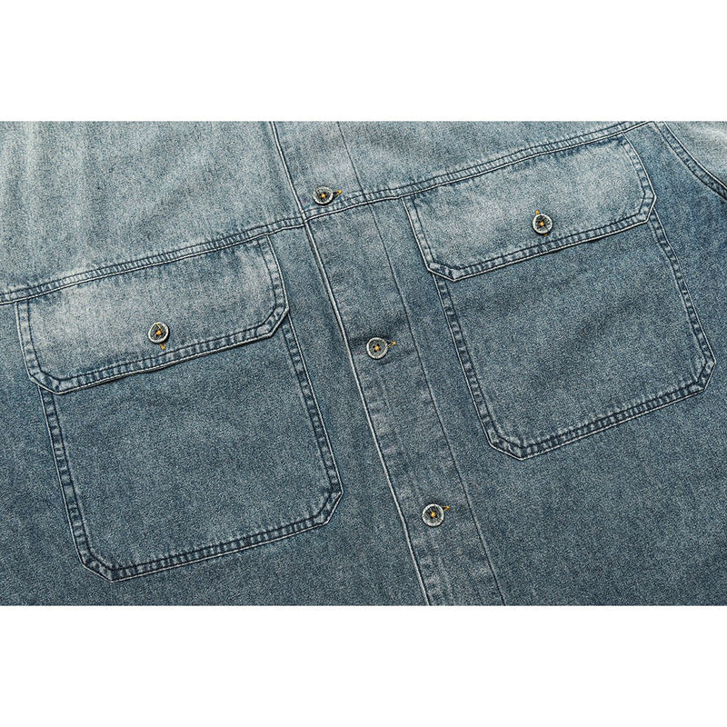 Vintage Washed Denim Chambray Shirt on Sale - Men's and Women's Short Sleeve Classic Style - Seakoff