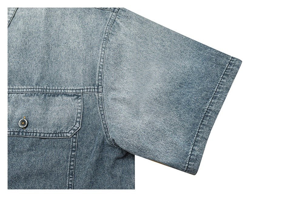Vintage Washed Denim Chambray Shirt on Sale - Men's and Women's Short Sleeve Classic Style - Seakoff
