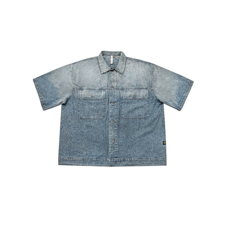Vintage Washed Denim Chambray Shirt on Sale - Men's and Women's Short Sleeve Classic Style - Seakoff